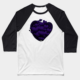 Dark Purple Hearts Patterned Swirl Heart Baseball T-Shirt